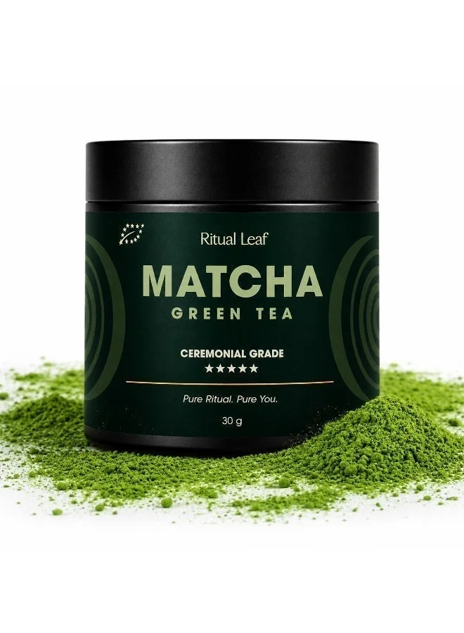Ritual Leaf Organic Ceremonial Matcha Powder Premium Grade (Green, 30g) nmwao