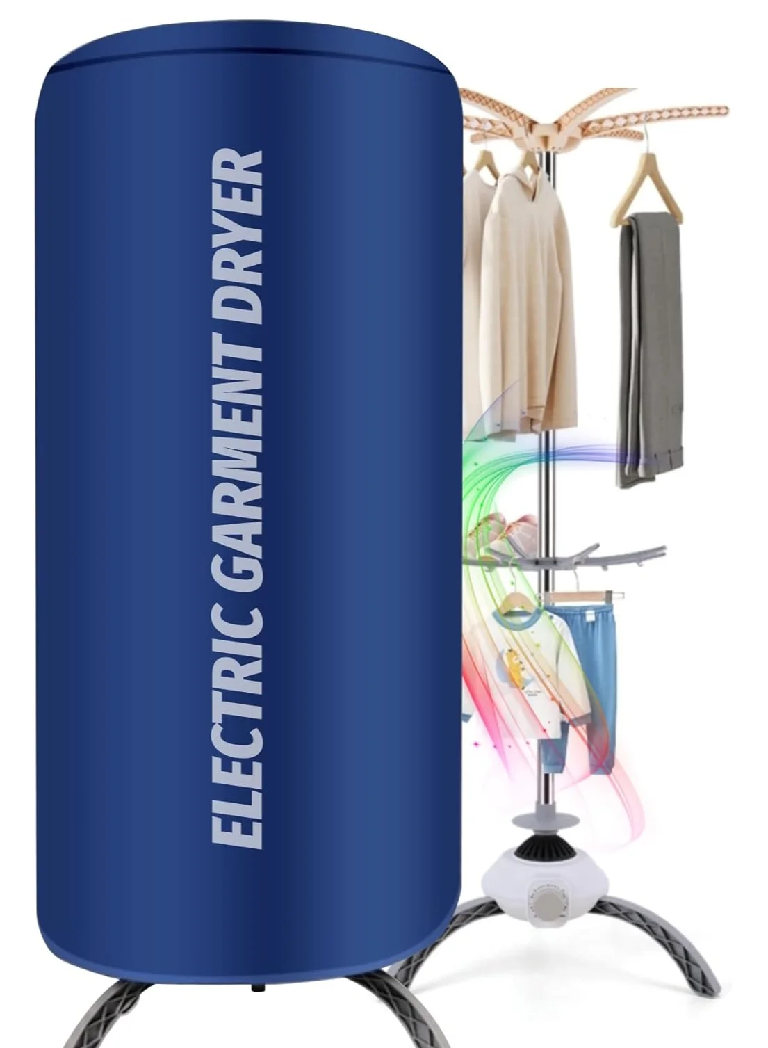 USTIDE Folding Cylindrical Portable Dryer Rack Premium Electric Garment Dryer (Dark Blue, 10kg Capacity) gef02