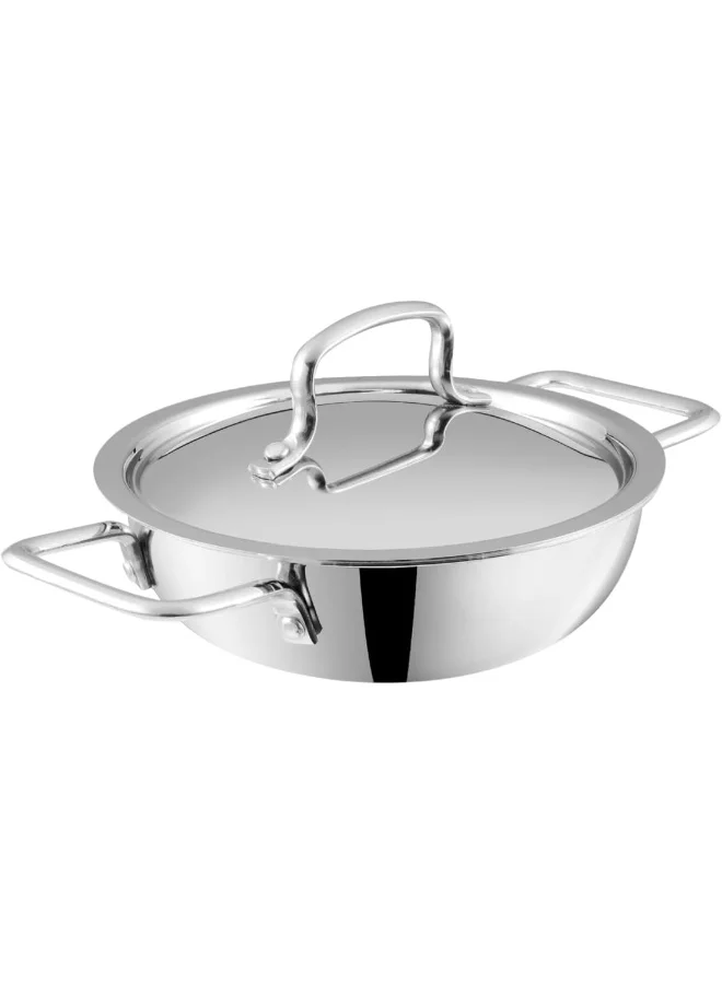 Premium Triply Stainless Steel Extra Deep Kadai with Lid (1.2 Litres, 18 cm) Professional Cooking Pot for Home Kitchen ccwoh