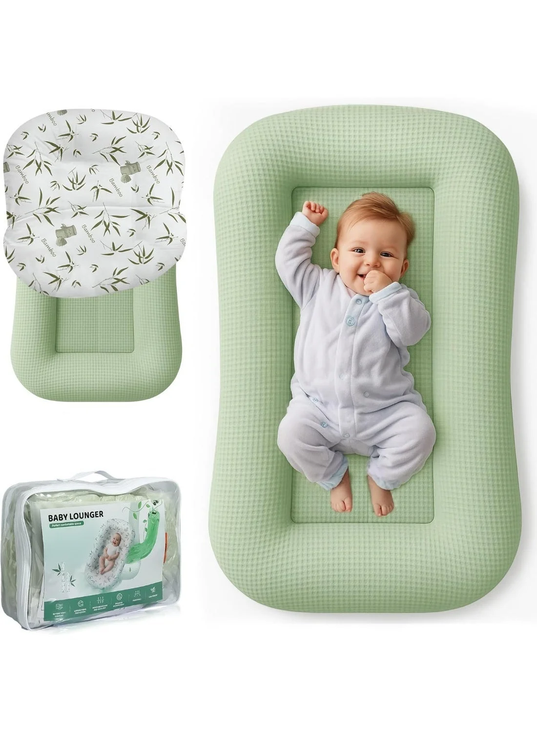 Bukela Newborn Baby Lounger Breathable Sleeping Cushion (Portable Crib for Infants, Cotton, 80x50cm) ioenq