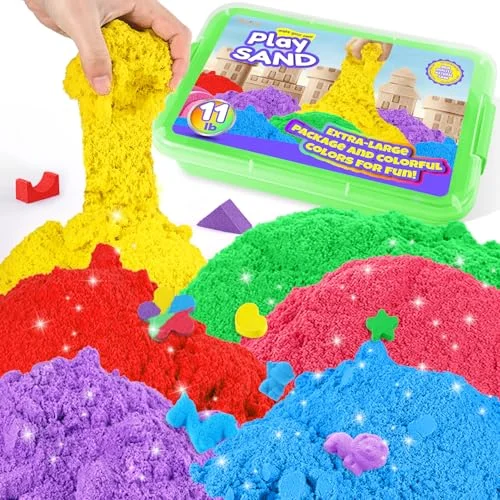 AtMini Sensory Play Sand Kit with Green Tray and 6 Colored Sands (5 kg) nksv8