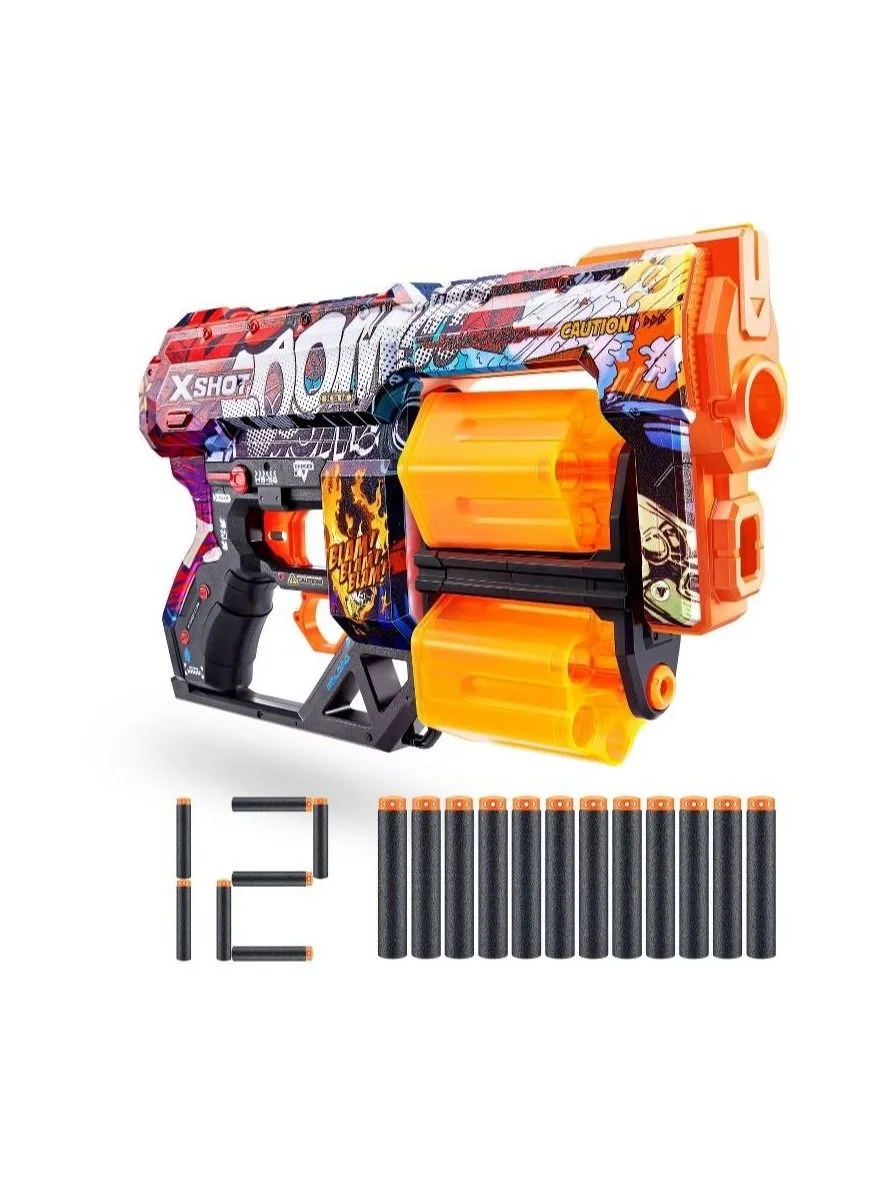 X-Shot Skins Dread Boom Foam Dart Blaster High-Performance Toy (12 Darts) aejpu