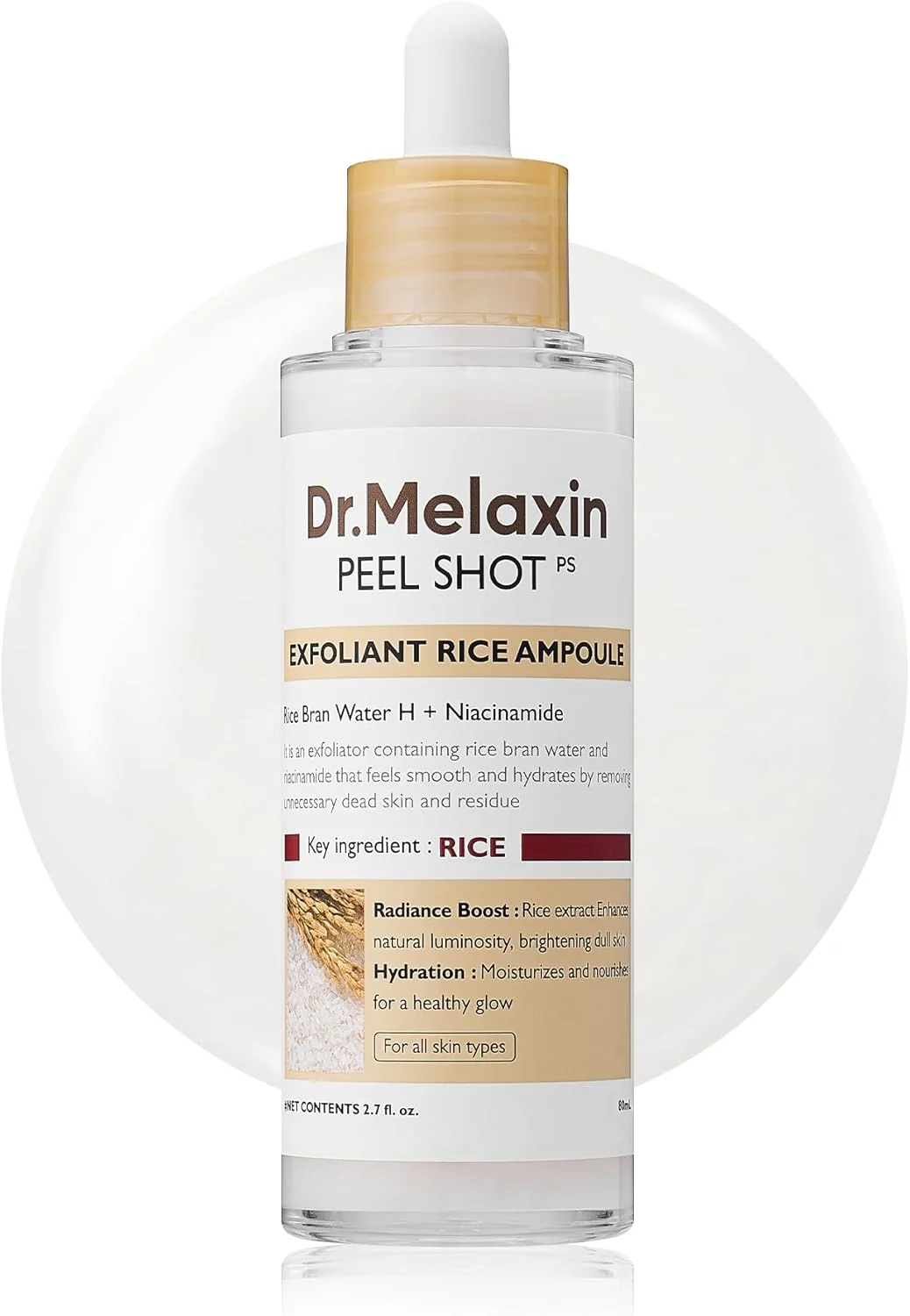 Dr. Melaxin Peel Shot Exfoliant Rice Ampoule (Premium Facial Serum for Radiant Skin, 30 mL) 0leuc