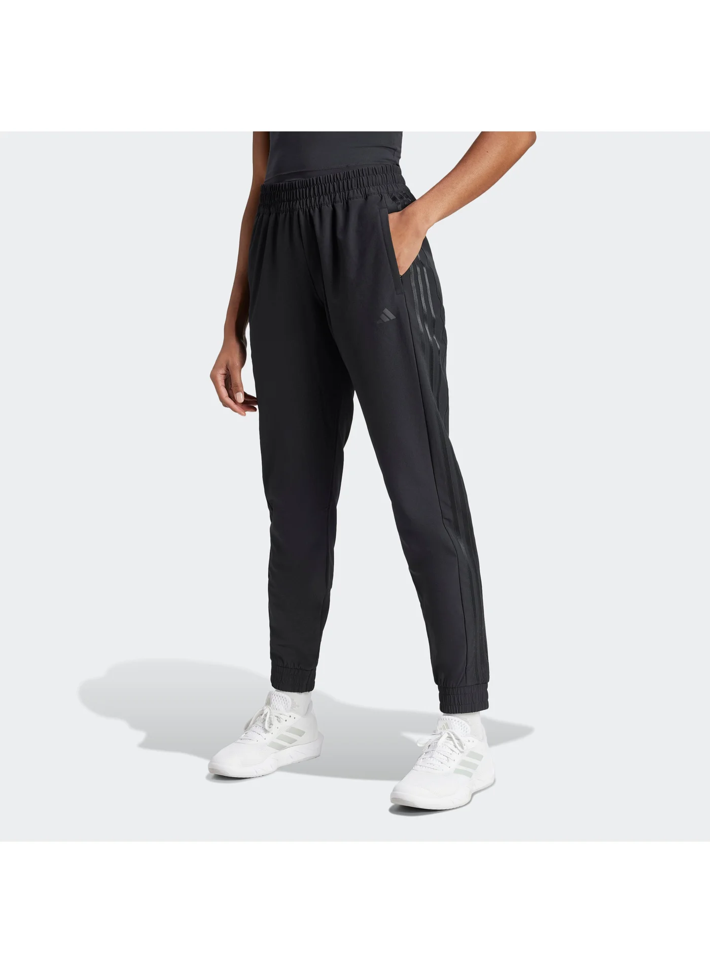 Sport Pacer All Gym 3 Stripe Woven Mid Rise Pants Premium Athletic Trousers for Women hwntg