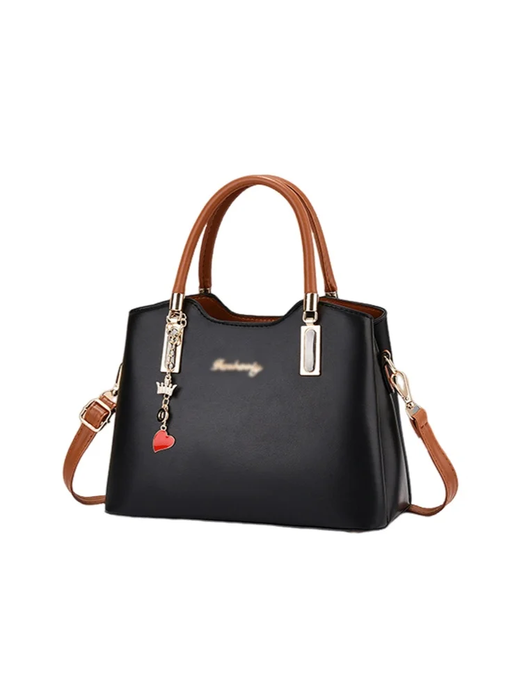 SHABILI Women's Fashion Shoulder Bag Premium PU Leather Tote Handbag with Designer Hardware Charm (Medium, Solid) qcvpd