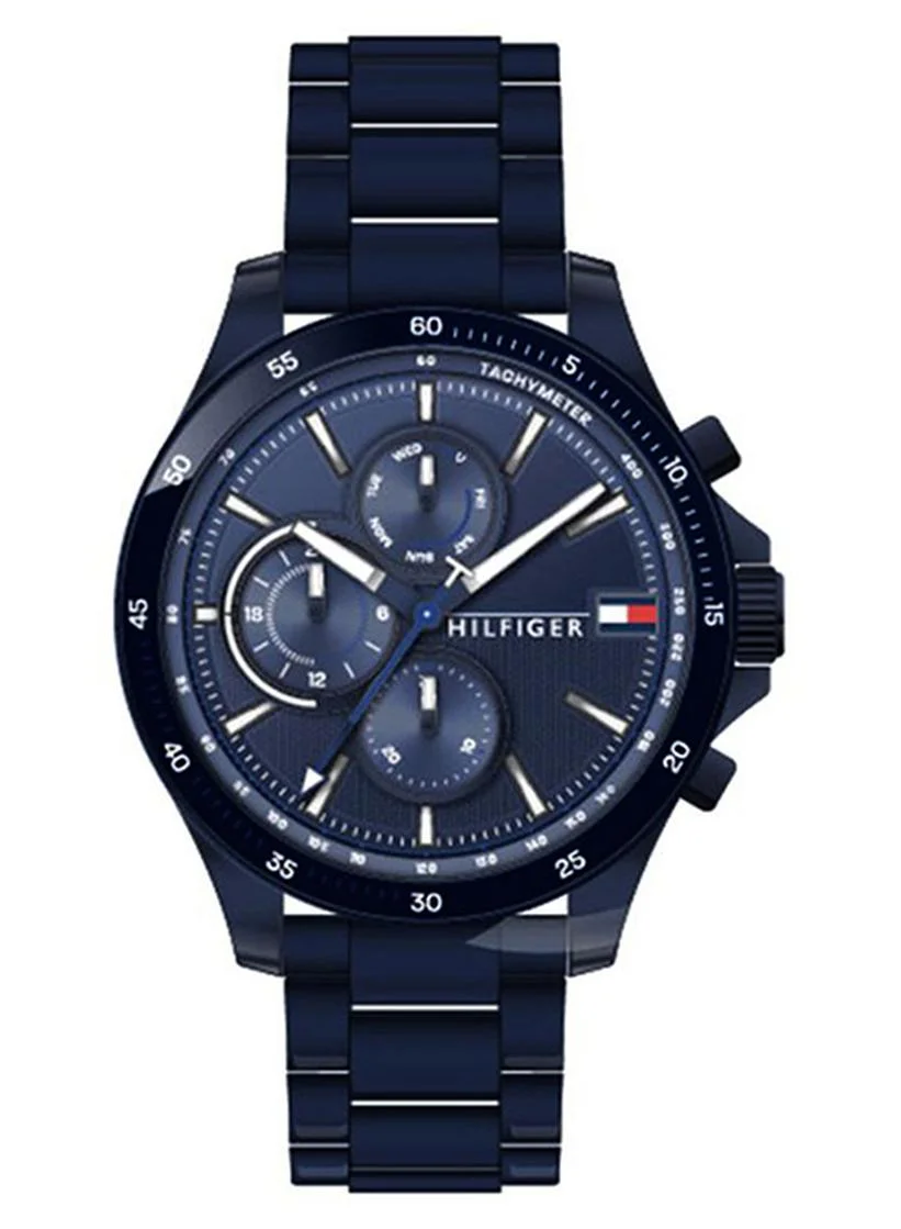 Premium Analog Quartz Wristwatch for Men Stainless Steel Water Resistant Bank Series (Silver, One Size) 1eade