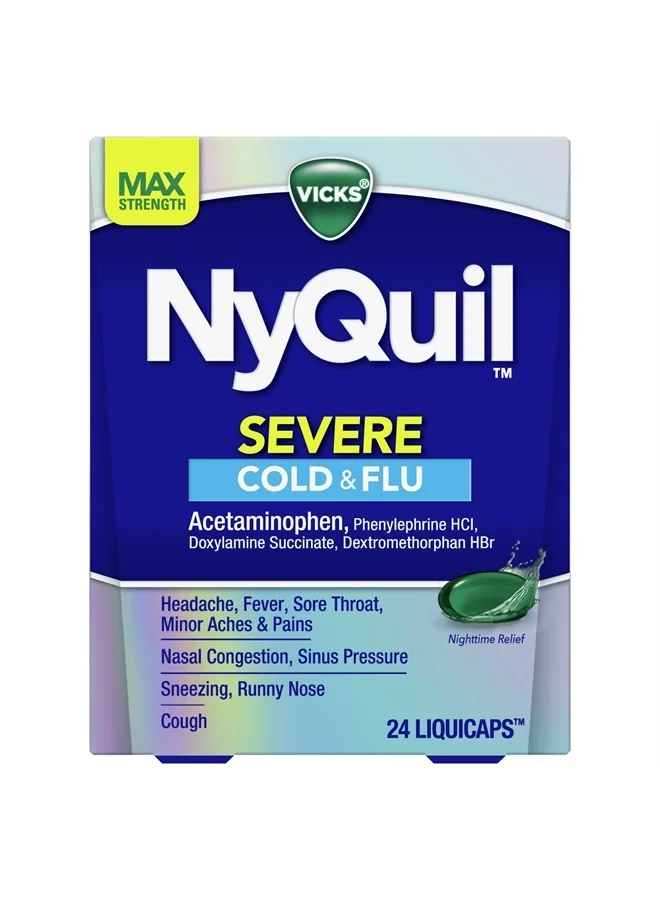 Vicks Severe Cold and Flu Relief Liquid Capsules (Maximum Strength, 24 Count) ykozn