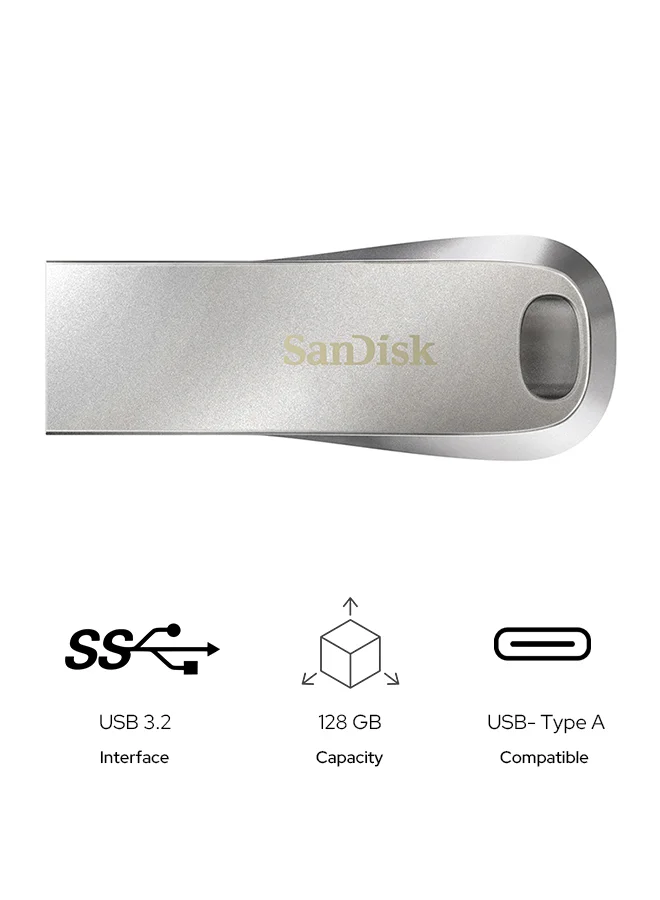 Premium USB 3.2 Flash Drive High-Speed Data Storage (128 GB, Silver) u54bh