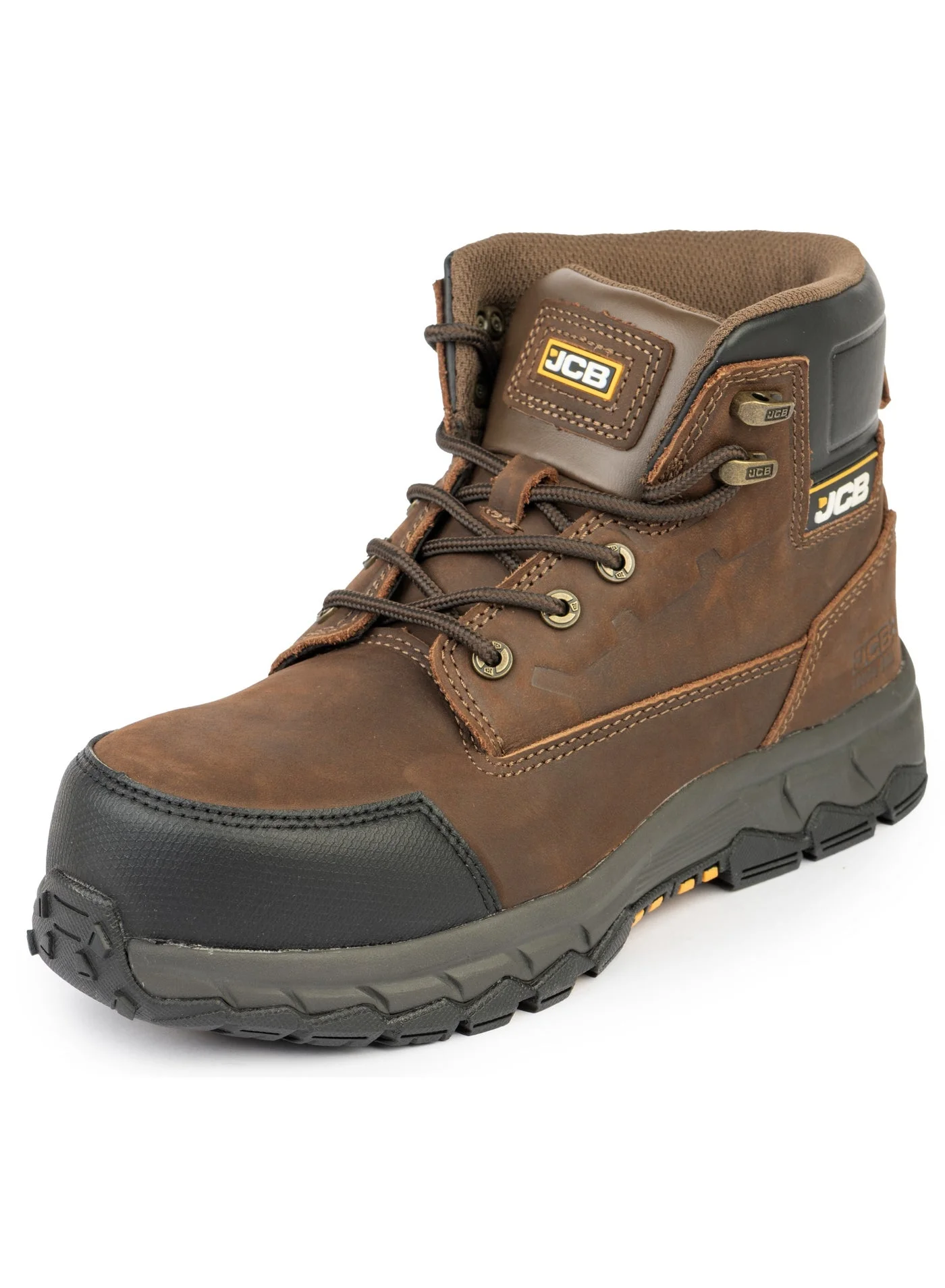 JCB Classic Hybrid 6-Inch Safety Boots Composite Toe Oil and Slip Resistant Work Footwear for Men (Brown, 42 EU) hk1i5