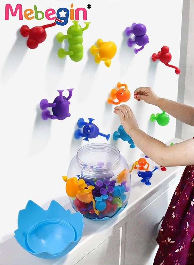 MEBEGIN Animal Shape Silicone Suction Cup Sensory Toys Set (36 Pieces, Multi-Color) 5cfqu