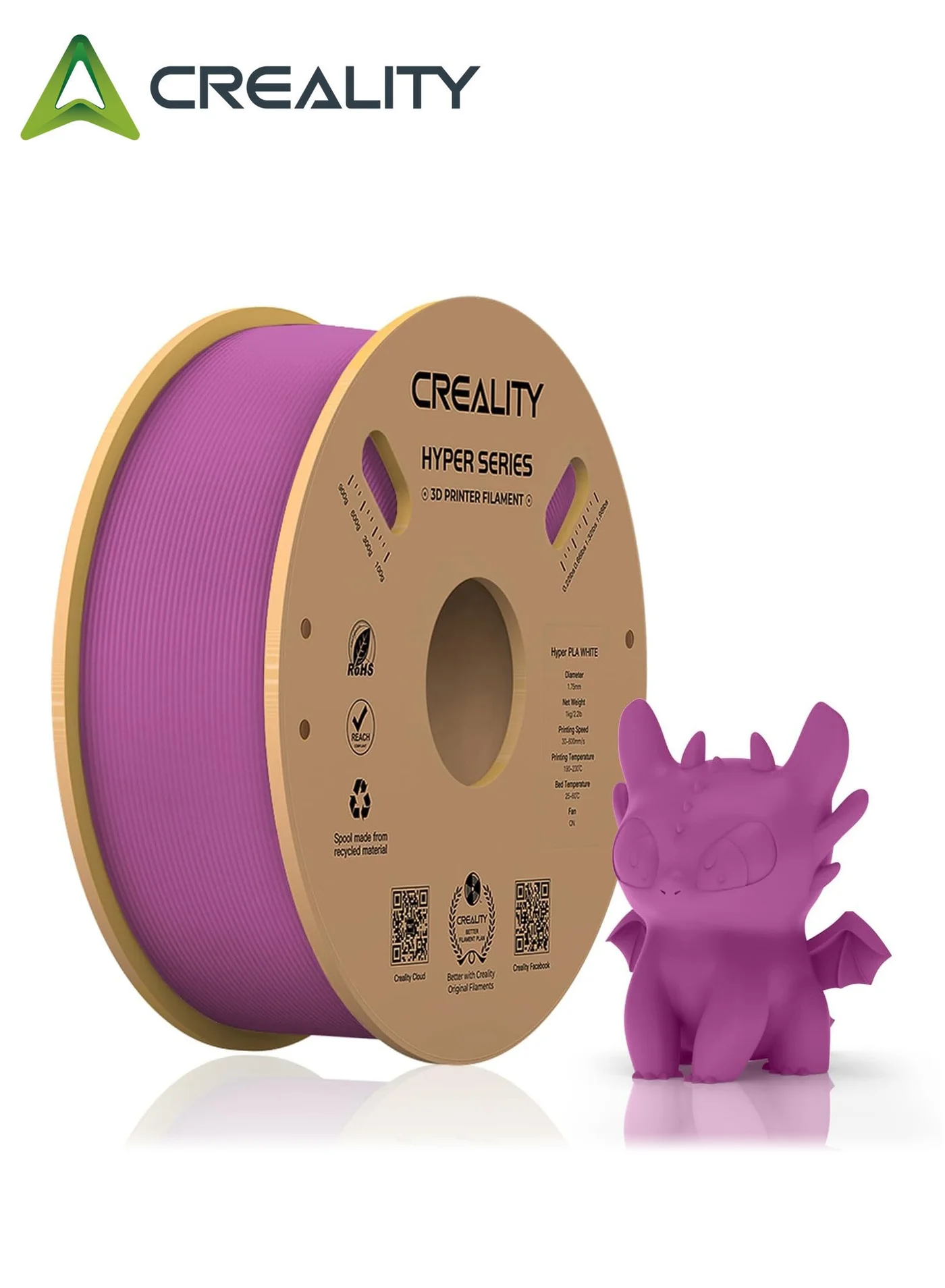 Creality Hyper PLA 3D Printer Filament 1.75mm High-Speed Professional Grade (Purple, 1kg) 04sbu