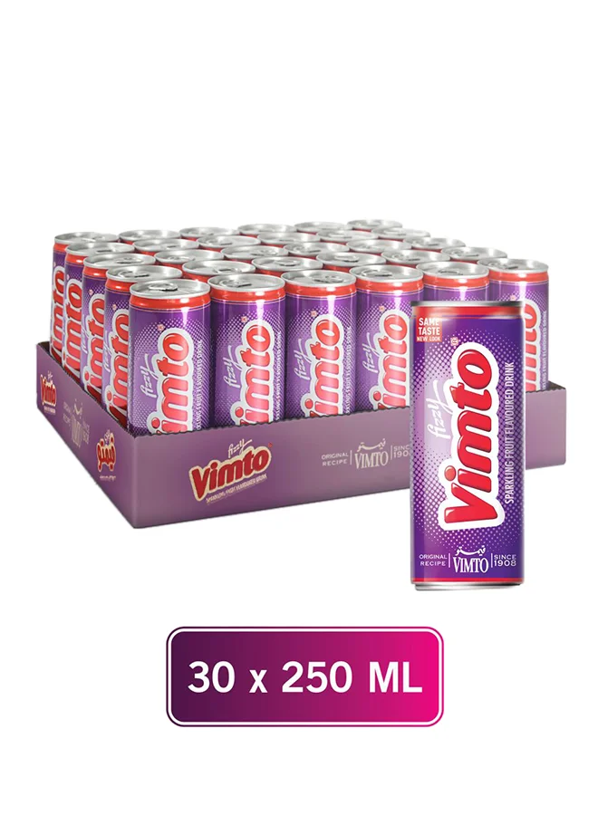 Vimto Sparkling Fruit Flavored Drink Refreshing Carbonated Beverage (Pack of 30, 250 mL) nmtrs