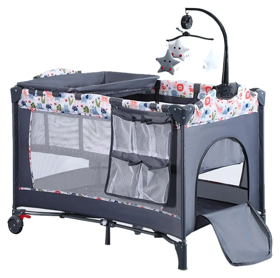 MaBaby Portable Baby Playpen with Detachable Bassinet and Changing Table (Grey, 120cm x 60cm) dmyfb