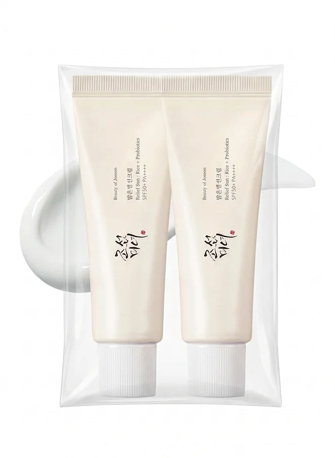 Premium Rice and Probiotics Face Sunscreen SPF 50+ PA++++ Moisturizing Skincare (2 Pack, 100 mL) l3v0u
