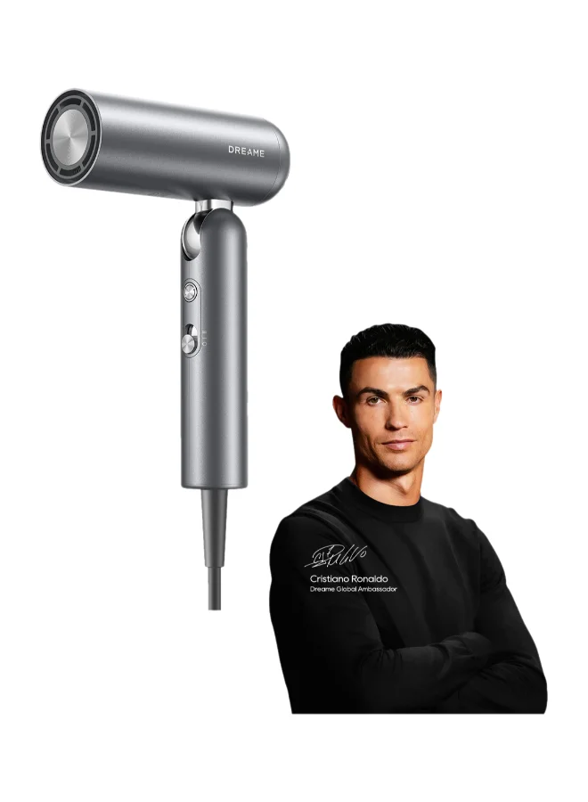 Premium High-Speed Folding Hair Dryer Professional Lightweight Ionic Blow Dryer (Grey, 300g) mbv12