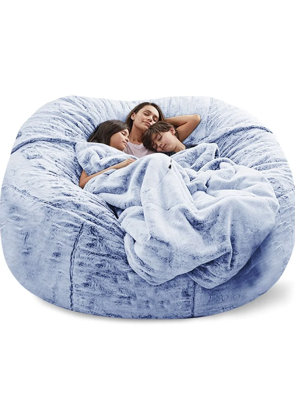 Arabest Giant Bean Bag Chair Cover Premium Velvet Fluffy Lazy Sofa Bed for Adults (Snow Blue, 150x75cm) yls0z