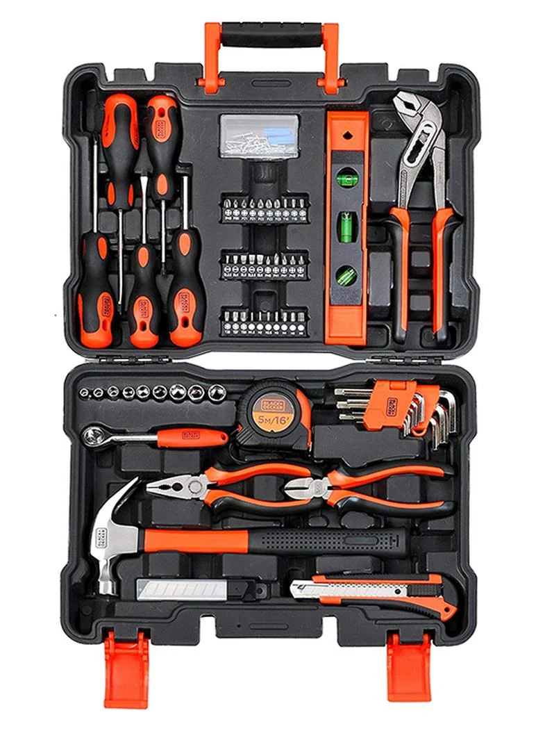 Premium 154-Piece Hand Tool Kit for Home and Office Maintenance (Orange/Black, 154 Pieces) w5ov2
