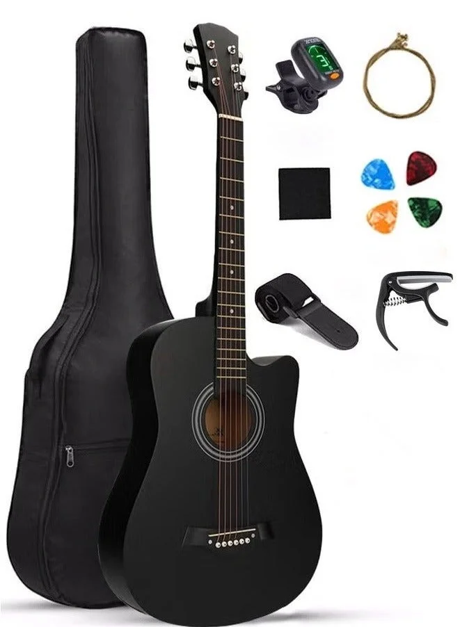 FLYHSO 38-Inch Acoustic Guitar Starter Set with Accessories Kit for Kids and Adults (Wood, 96.5 cm) res39