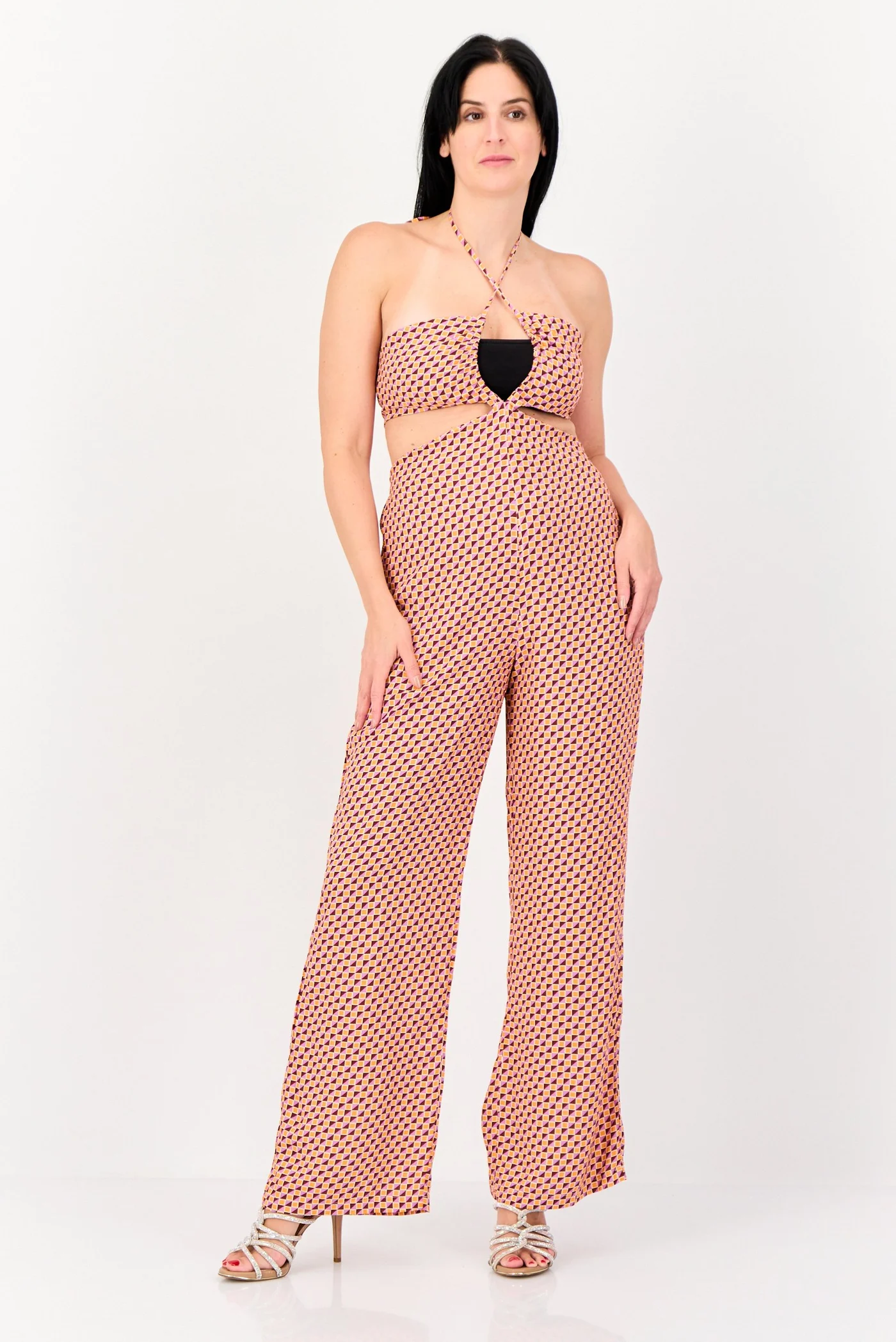 KOTON Women Allover Print Sleeveless Jumpsuit Premium Lightweight Summer Romper (Multicolor, Medium) y4waa