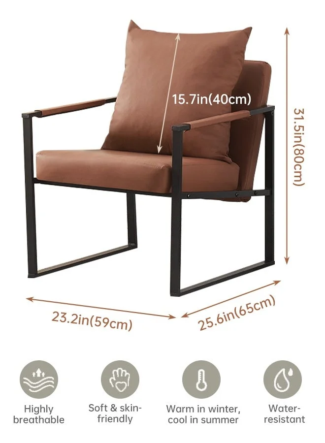 Forthcan Modern Accent Chair Upholstered Armchair with Metal Frame for Living Room Bedroom Office (Grey, 75cm x 70cm x 80cm) a49k5