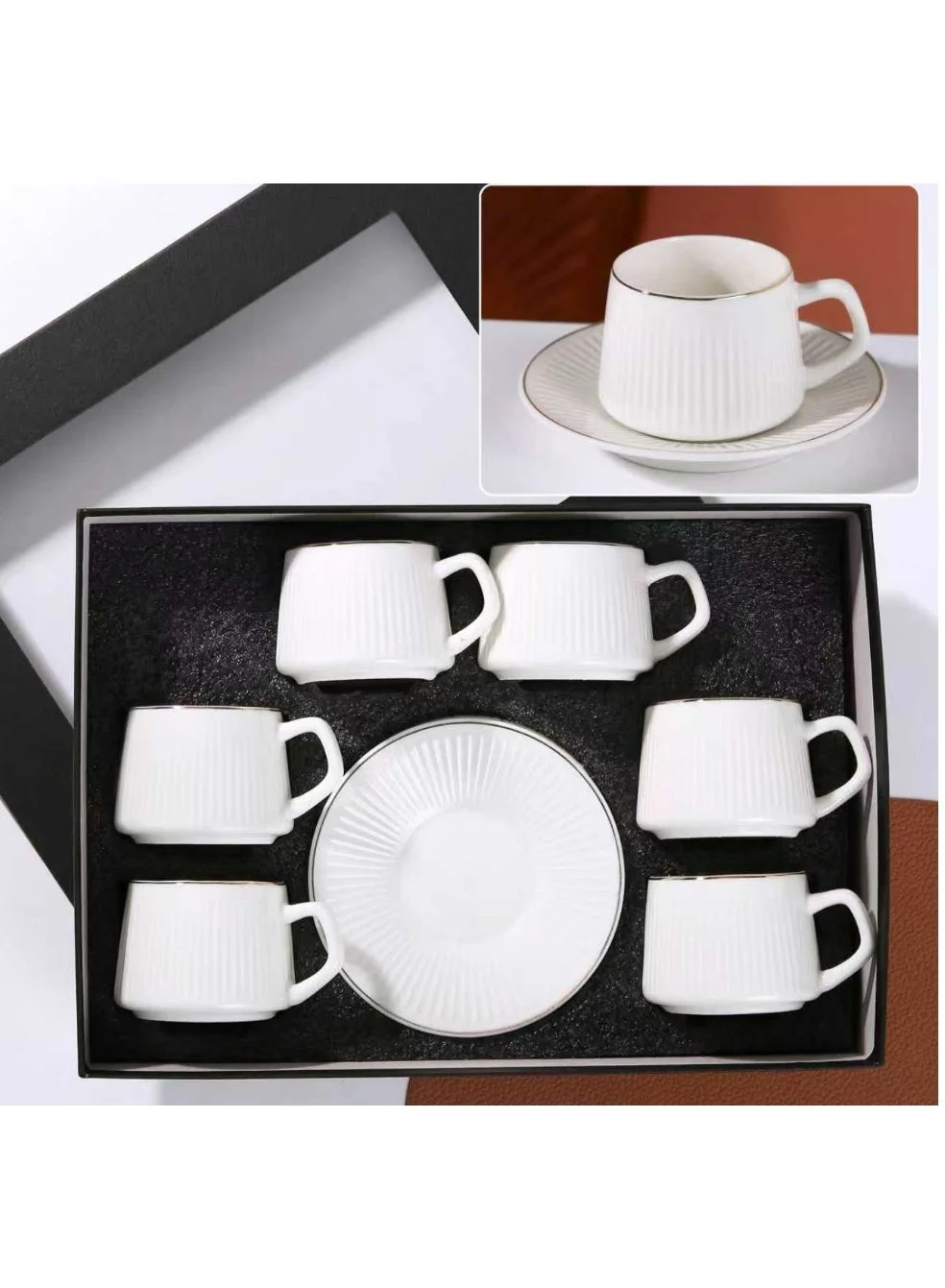 OASIS-TH Porcelain Turkish Coffee Cup Set (6-Piece Set, Elegant Modern Design, Espresso and Arabic Tea Cups) 8s41k