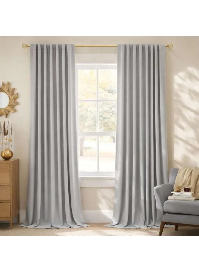 Pan Home Bennett Blackout Curtains Premium Thermal Insulated Window Drapes (Grey, 260 cm x 140 cm) 9qqc7