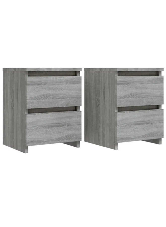 VidaXL Bedside Cabinets Set of 2 Modern Nightstands Engineered Wood (Grey Sonoma, 30x30x40 cm) mqkin
