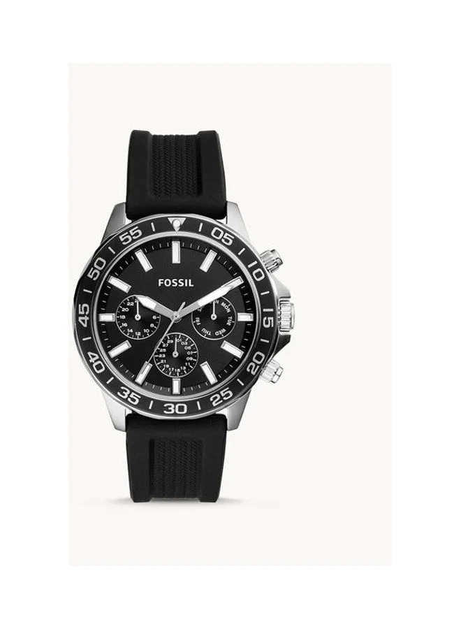 Premium Multifunction Chronograph Watch for Men (Black Silicone Strap, 45 mm) 67e2g
