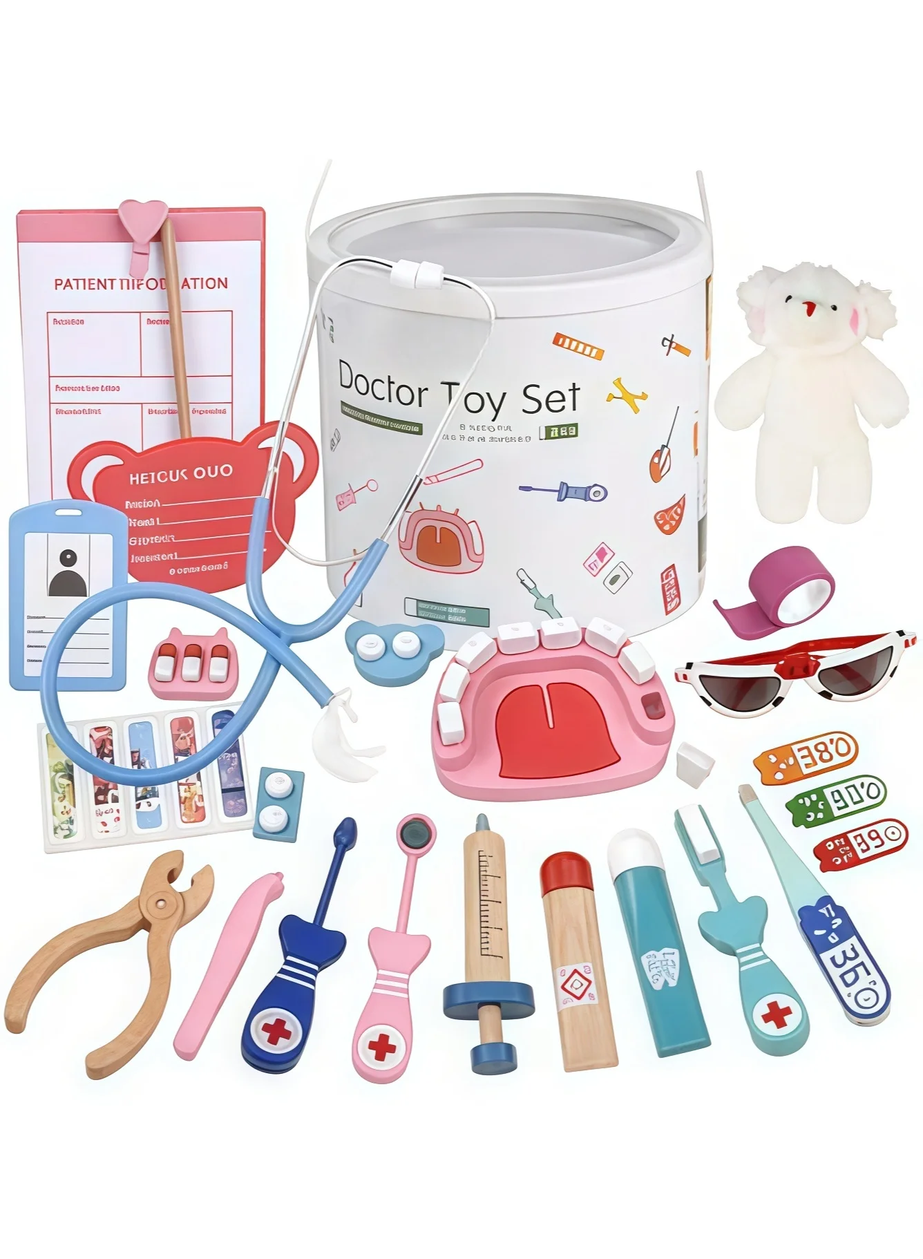 MIXDE Kids Doctor Play Set Pretend Role Play Kit with Stethoscope and Costume Coat for Toddlers (1 Set) fl2ir