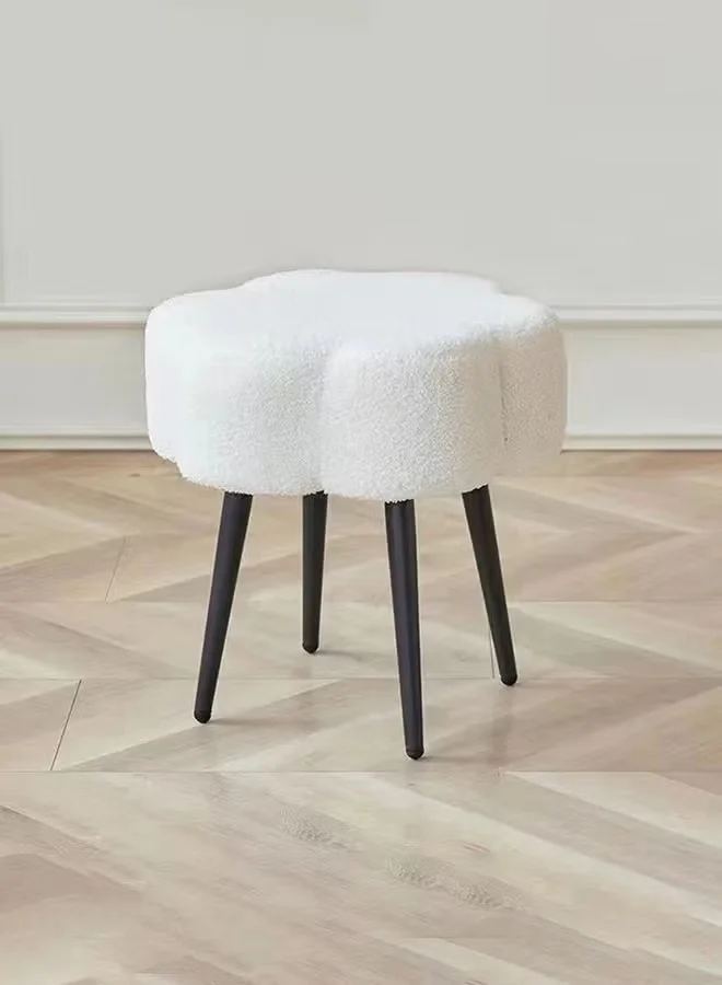 WALALLA Luxury Vanity Chair Cloud Design Accent Chair with Black Metal Legs for Bedroom and Dressing Table (White) nisjb