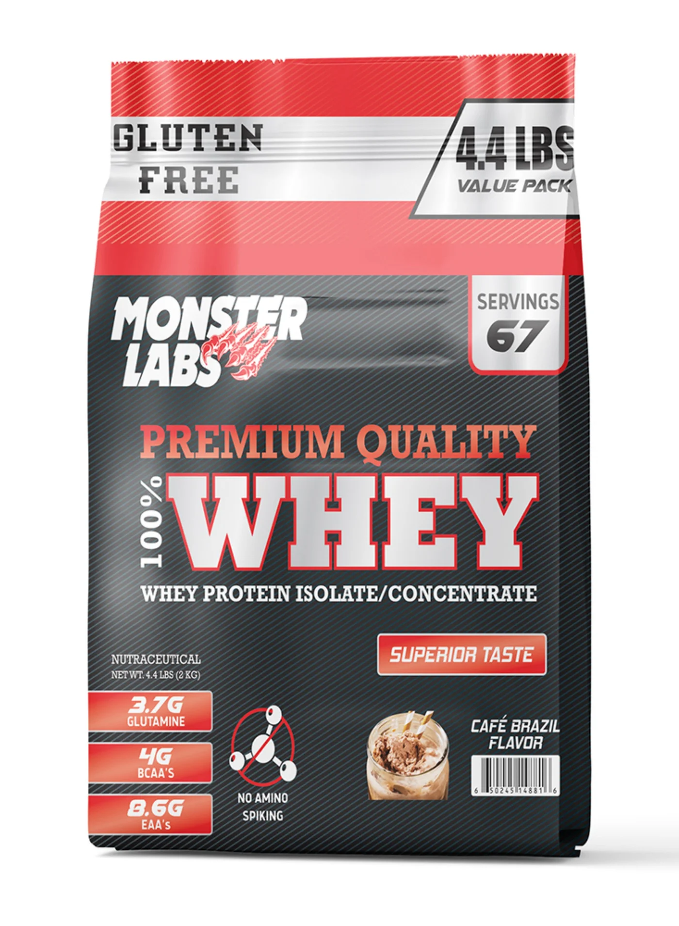Monster Labs Whey Protein Isolate Powder Premium Muscle Support Formula (Caf¨¦ Brazil, 2 kg) cnnzh