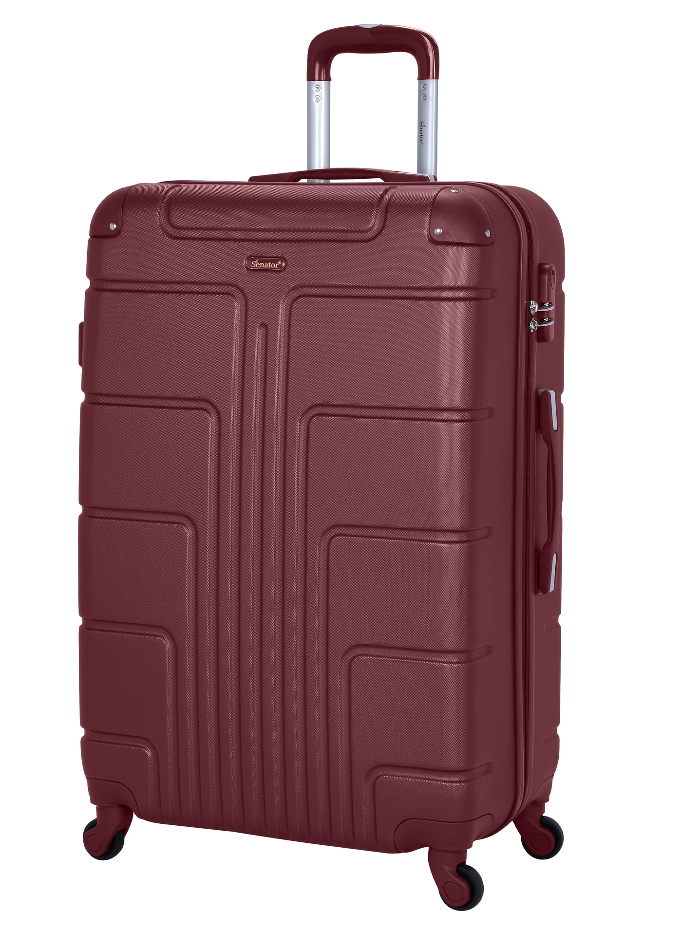 SENATOR Hard Case Travel Luggage Trolley Lightweight ABS Suitcase with 4 Spinner Wheels (Large, Burgundy) 27l6c