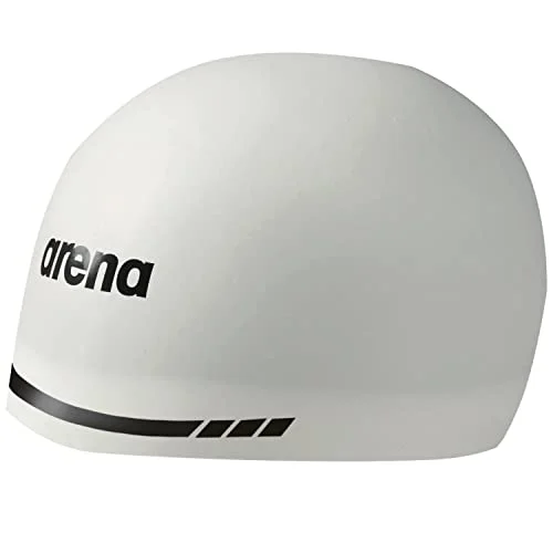 Premium 3D Silicone Swim Cap Hydrodynamic Ergonomic Design for Racing and Training (White, Large) fhp5g