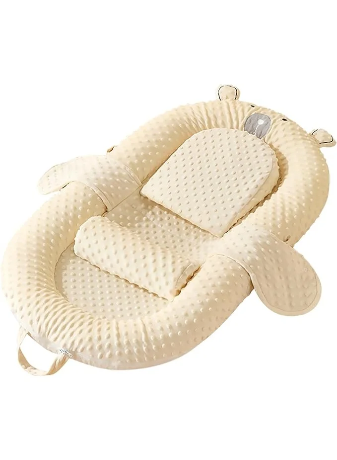 DUNISO Baby Sleeping Nest Newborn Lounger Foldable Travel Bed with Pillow (Beige, 85x50cm) ug5sy
