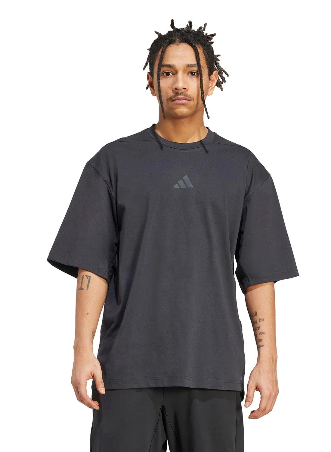 Sport Oversize T-Shirt Premium Cotton Short Sleeve Crew Neck Tee For Men (Black, Large) cf44l