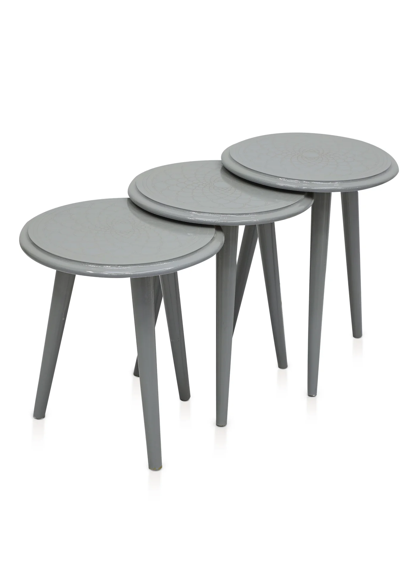 Multi Home Furniture 3-Piece Nesting Table Set Modern Space-Saving Side Tables (Grey, Set of 3) g2m8a