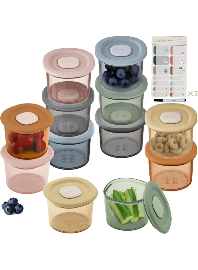 Moonkie Silicone Baby Food Storage Containers (120 mL, Pack of 12) Airtight Reusable Jars for Infants and Toddlers yjcp8