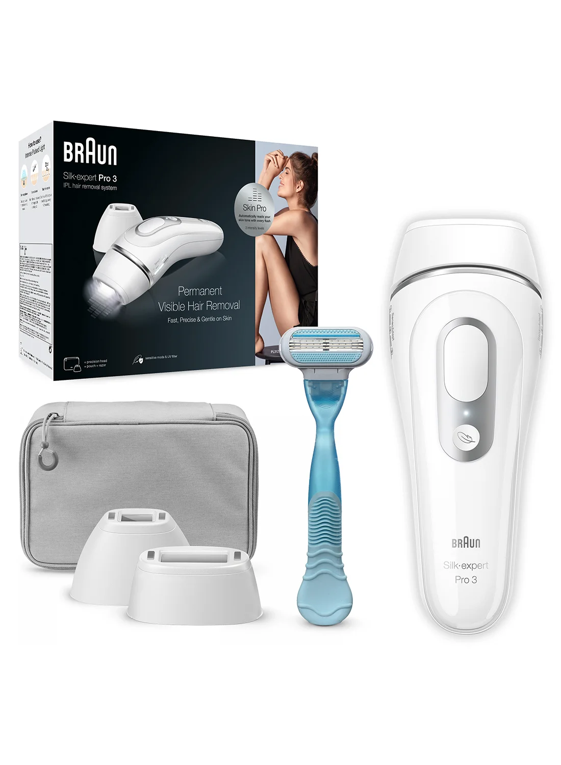 Premium IPL Hair Removal System for Face and Body with Precision Head and Travel Pouch (Multicolor, 1 Set) hol06