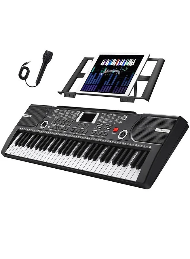 WALALLA 61-Key Portable Electronic Keyboard Piano for Beginners with Microphone and Music Stand (Full Size) pxbvl