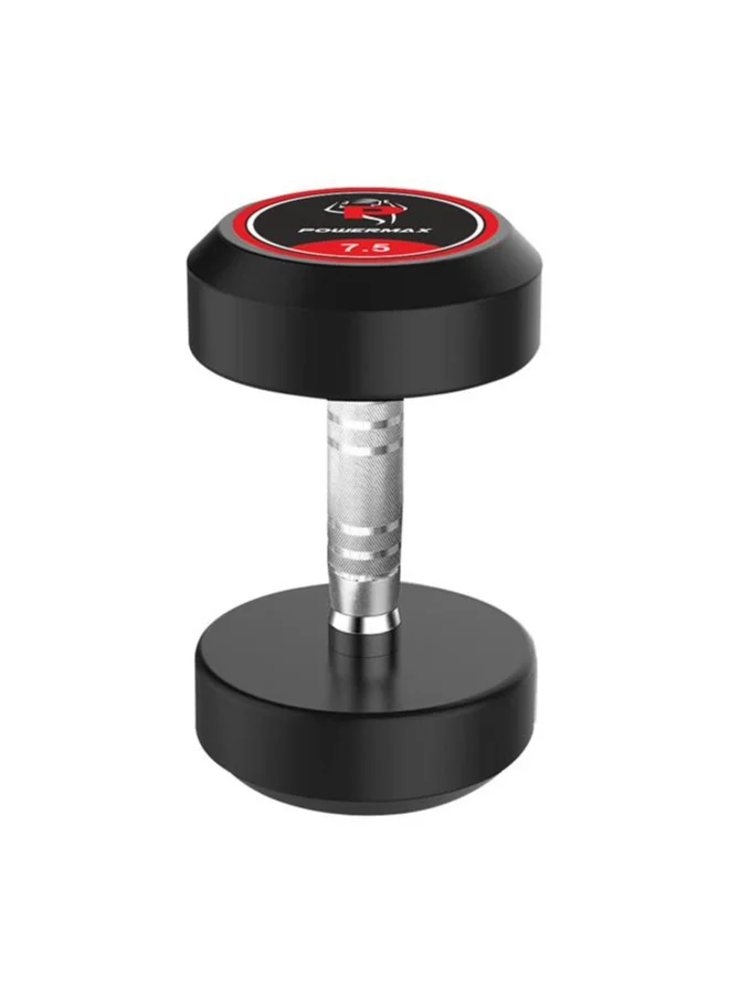 Professional Rubber Coated Round Dumbbell (Black, 7.5kg) - Durable Iron Weight for Home Gym Strength Training zt24h