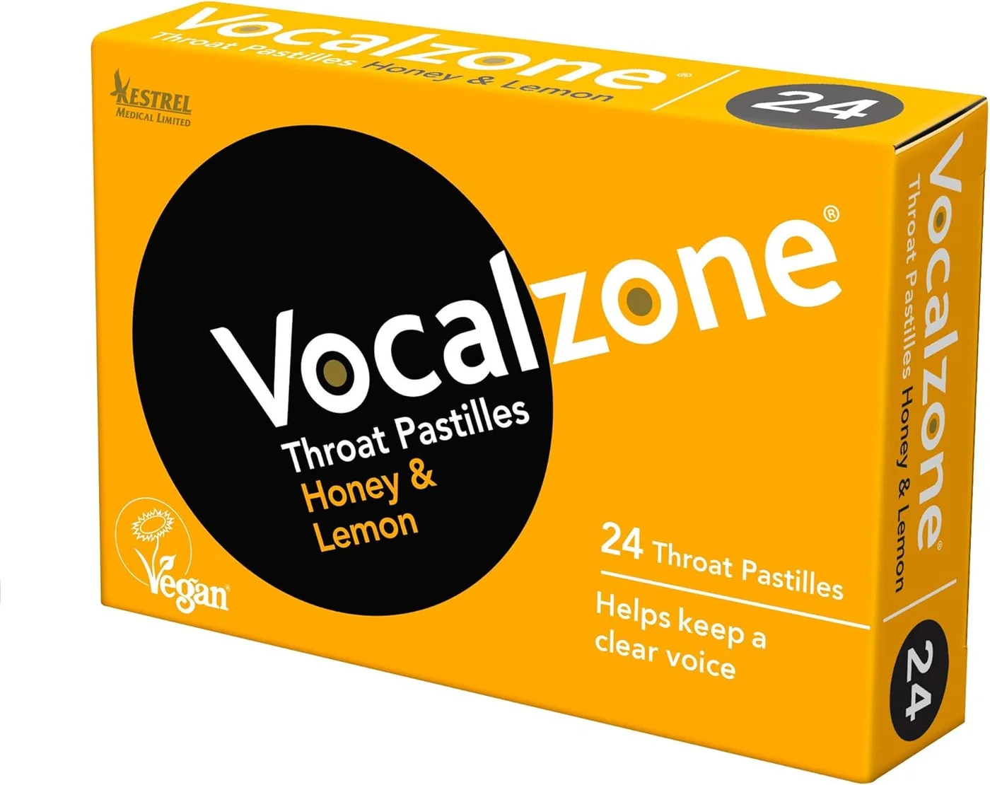 Vocalzone Throat Pastilles Honey & Lemon Flavor (24 Pastilles) Premium Soothing Relief for Vocal Strain s6vb4