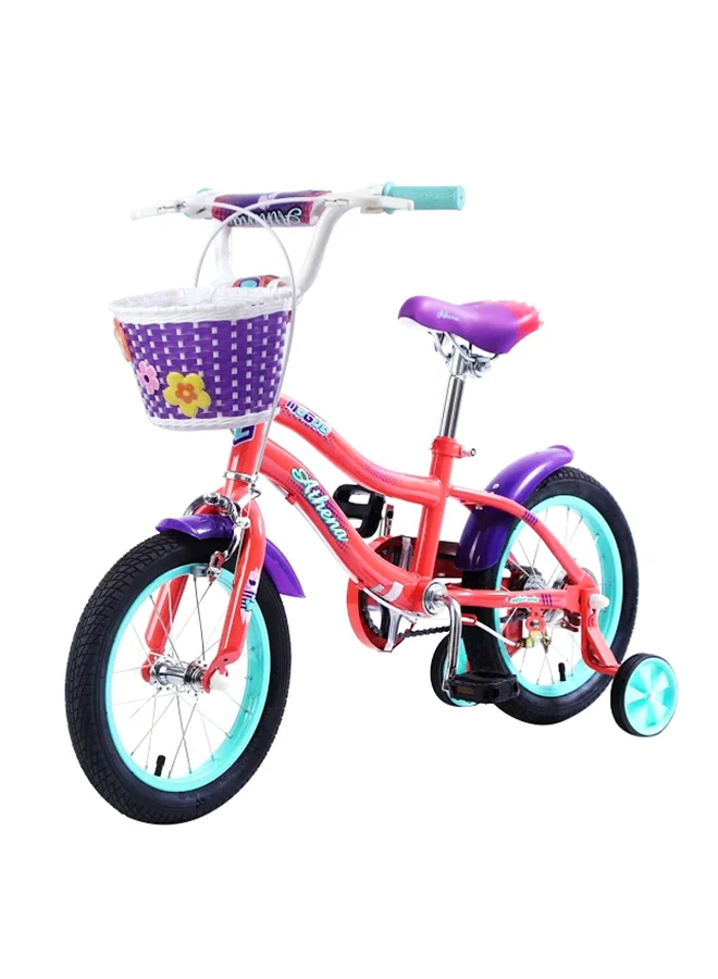 Mogoo Athena Kids Bike (Peach, 14-Inch) Adjustable Seat Lightweight Iron Frame for Children ei9jr