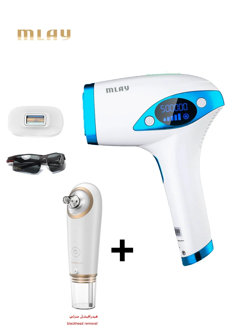 MLAY T4 IPL Hair Removal Device with Ice Cooling Technology (500,000 Flashes, 5 Energy Levels, For Face and Body) 9yz7l