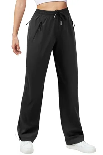 JEKAOYI Womens Athletic Hiking Pants Lightweight Quick Dry Water Resistant Cargo Trousers with Zipper Pockets (Black, Medium) gbqe0