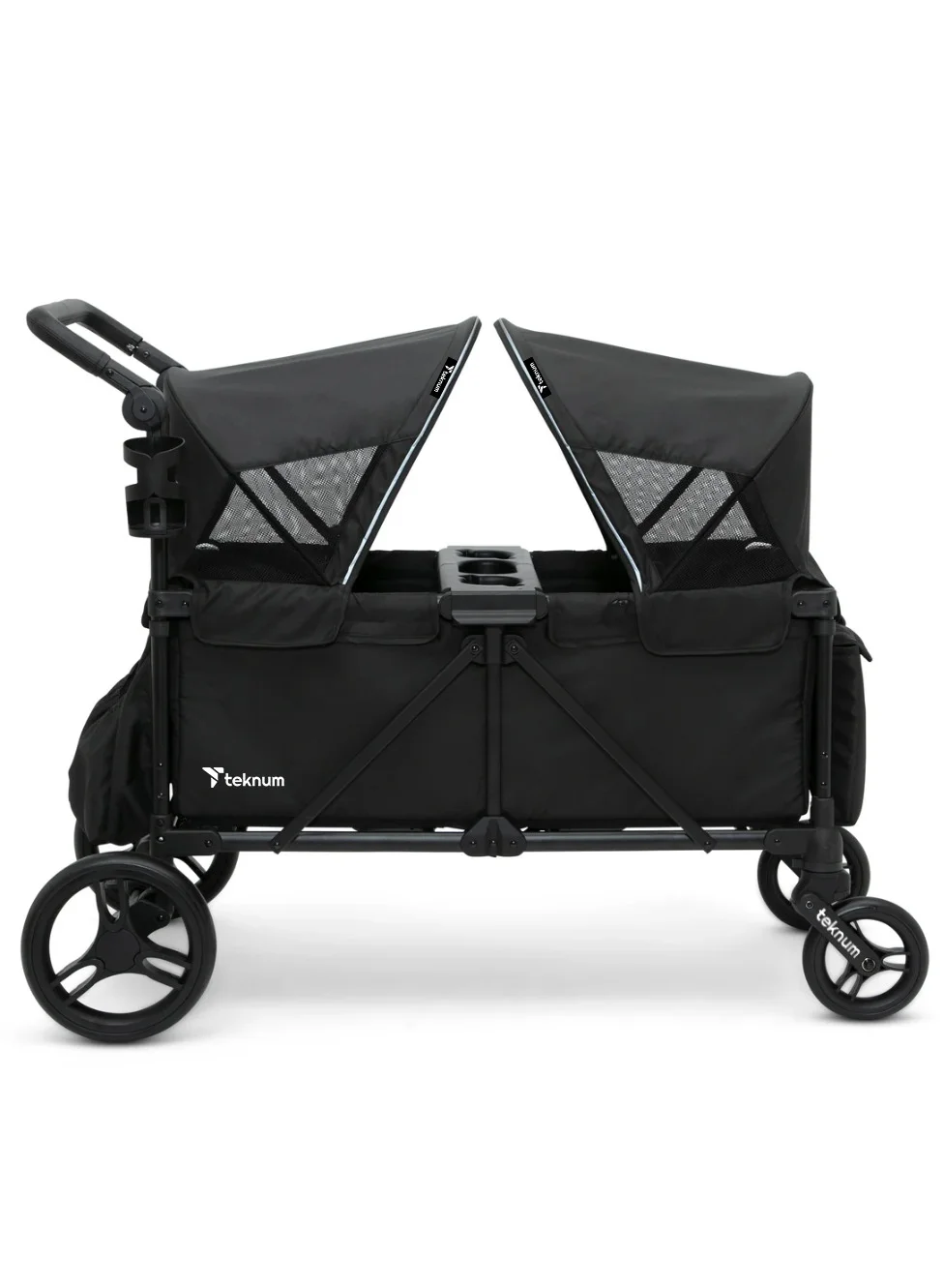 TEKNUM Fellow Wagon Stroller for 2 Kids with Snack Tray (Black, Double Seating) qupon