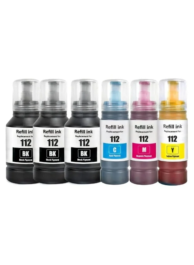 NexNova Premium Replacement Ink Set for EcoTank Printers (6-Pack, Black Cyan Magenta Yellow) h9iv5