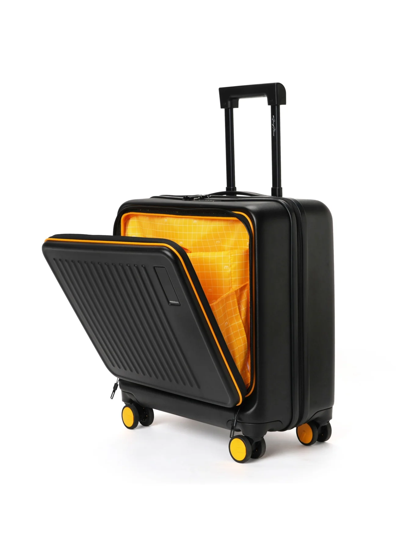 Premium Transit Cabin Overnighter Luggage (German Polycarbonate Shell, 44L, Black & Yellow, Fits 15.6-inch Laptop) pqjva