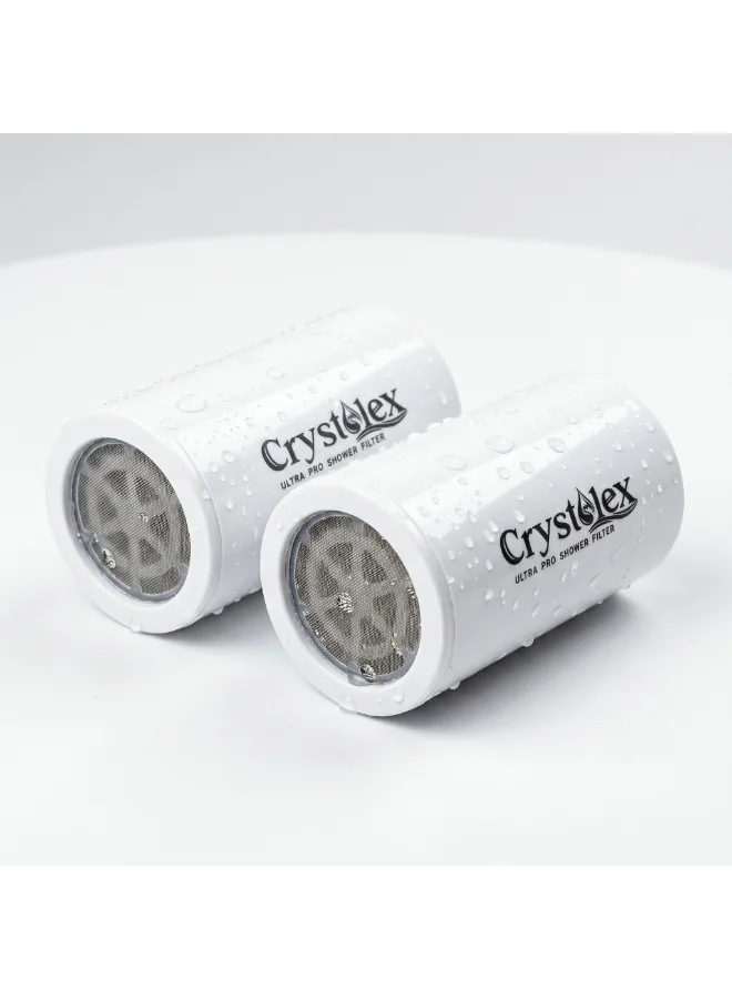 Crystolex Ultra Pro Shower Filter Replacement Cartridge (2 Pack) Multi-Stage Water Filtration for Hard Water and Chlorine Reduction qrk52