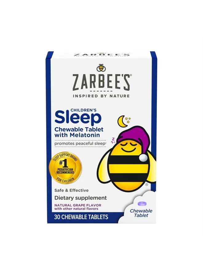Zarbee's Kids Melatonin Chewable Tablets Natural Grape Flavor (1mg, 30 Count) x1nis