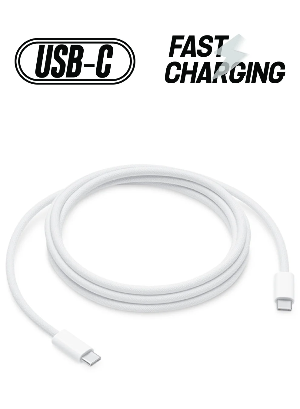 Premium Smart USB-C Charging Cable High-Speed Data Sync Cord (White, 2m) 74o4c